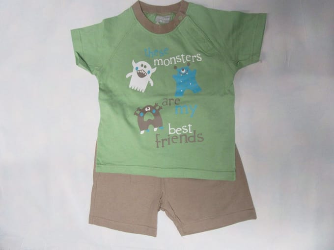 Wiplala - Zomer pyjama - Jongens - Groen / bruin - These monsters - 3 jaar  98