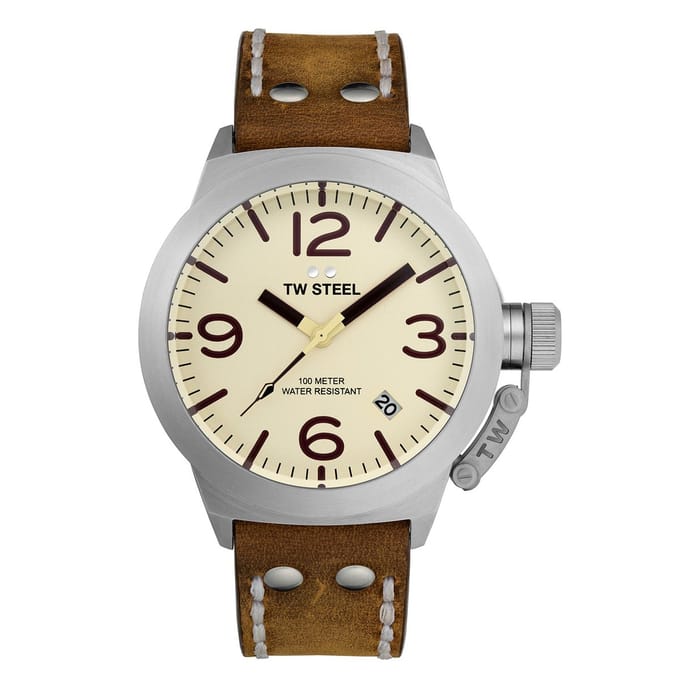 TW Steel TWCS100 Canteen Steel Bruin leer 45mm