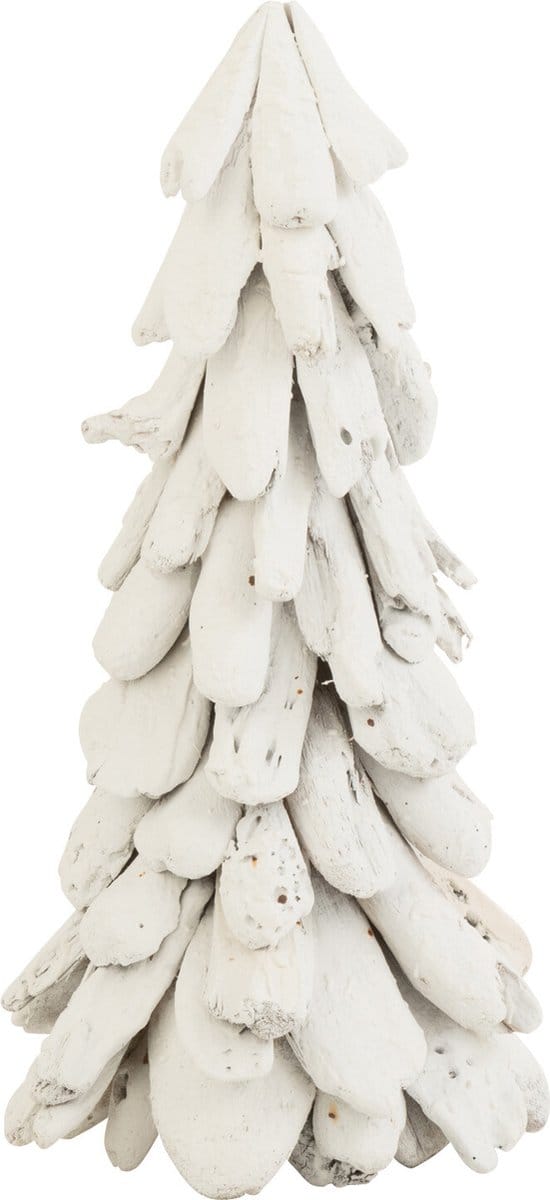 J-Line decoratie Boom Sneeuw - hout - wit - medium