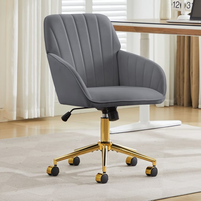 Bureaustoel - Verstelbare Zithoogte - Ergonomische Rugleuning voor Langdurig Zitten - Draaibaar - Stof
