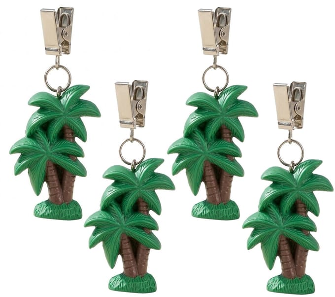 Excellent Houseware Tafelkleedgewichtjes/hangers - 4x - palmbomen- kunststeen - groen