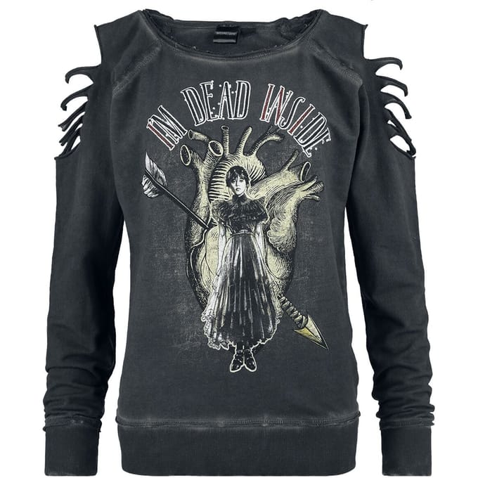 Wednesday - Gothic Sweatshirts - I'm dead inside - L tot XL - voor Vrouwen - donkergrijs
