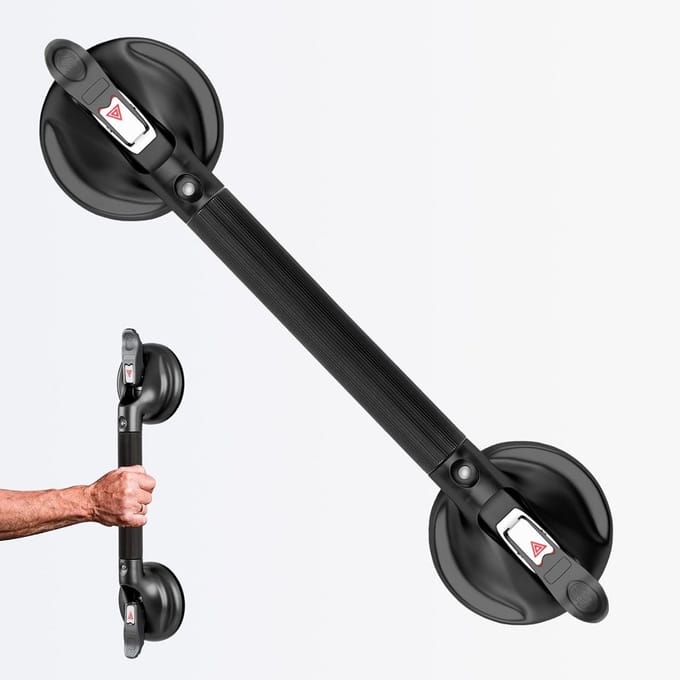 Douchehandgreep - Badkamer handgreep - Extra veiligheid - Sterke zuignappen - 17 inch - Zwart