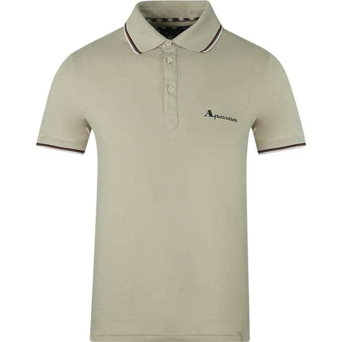 Beige poloshirt met merklogo van Aquascutum