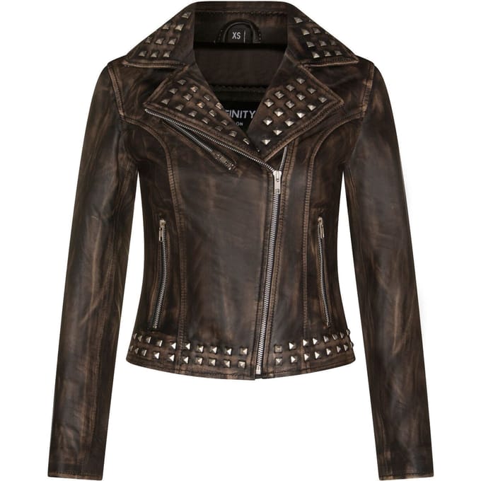 Gothic leren bikerjack voor dames met studs-Bilbao