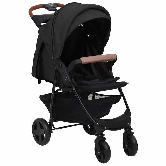 vidaXL - Kinderwagen - 2-in-1 - staal - antracietkleurig