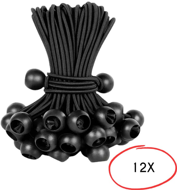 S4D® - Spanelastiek - Spanrubbers - Tentspanners Met Bal - Spanner Elastiek Met Bal - Set van 12 STUKS ! - Multifunctioneel