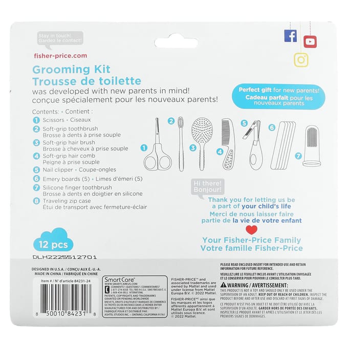 Fisher-Price, Kit de toilettage, nouveau-né, kit de 12 pièces blue