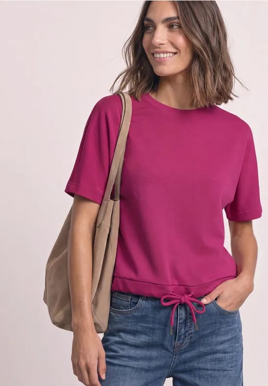 Shirt met ronde hals in Silk-Look
