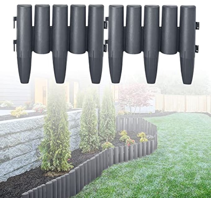 Flexibele Kunststof Gazonrand Houtlook Antraciet Tuinafscheiding