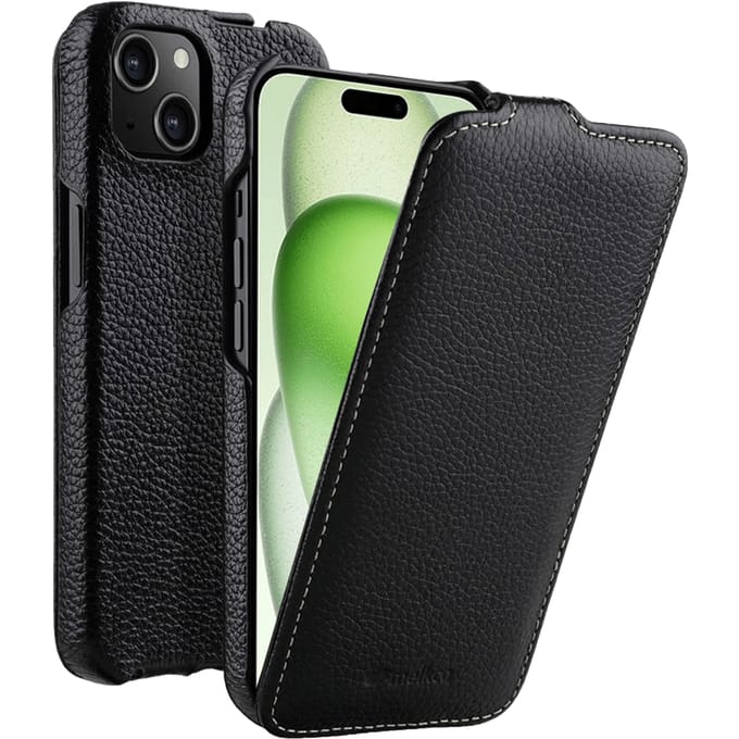 Melkco Apple iPhone 15 Plus Leather Flip Case Zwart