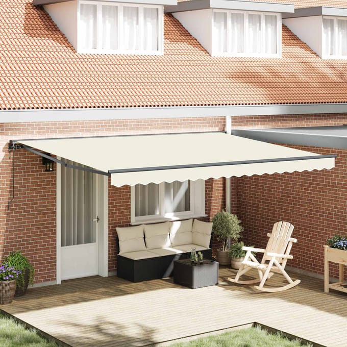 vidaXL Zijde Frame Crèmekleurig 450 × 300 cm Polyester met PU-coating