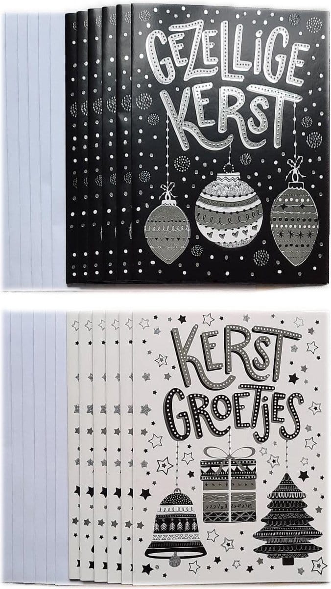 Kerstkaarten – 12 Stuks – Gezellige Kerst - 11 x 15 cm – K-173