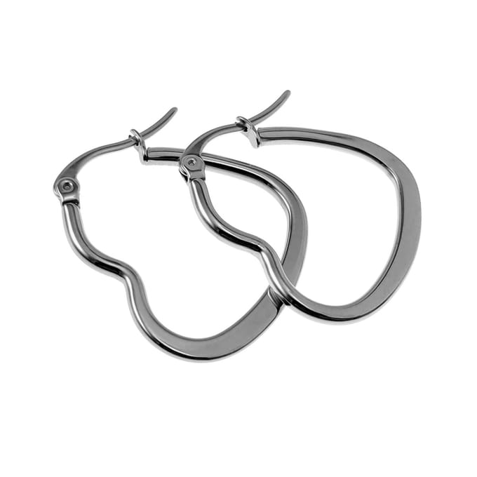 ∅23mm Oorbellen Dames - Gepolijst RVS - Hart Oorringen