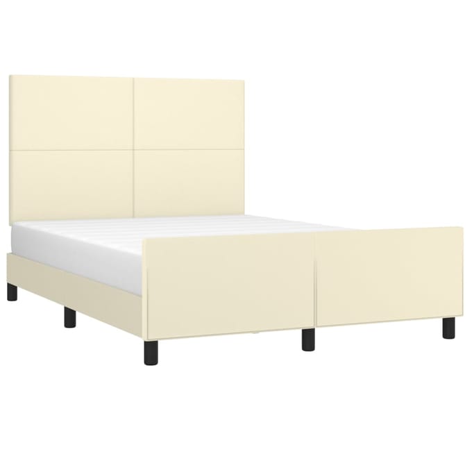 vidaXL - Bedframe - met - hoofdbord - kunstleer - crèmekleurig - 140x200 - cm