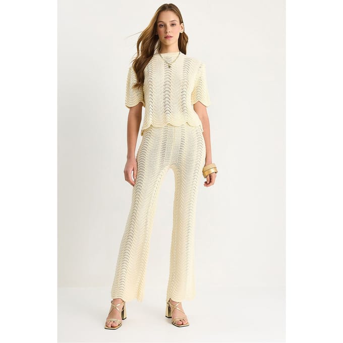Gestreepte Breimode Lange Hoge Taille Twee-Piece Set