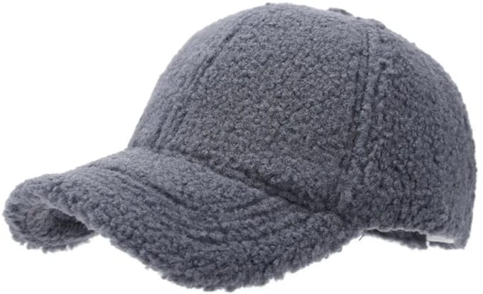 Teddy Cap Grey - Warme Teddy Pet - Lamswol - Lamb Wool - Baseball Cap - Verstelbaar - Bont - Fur - Fluffy - Grijs