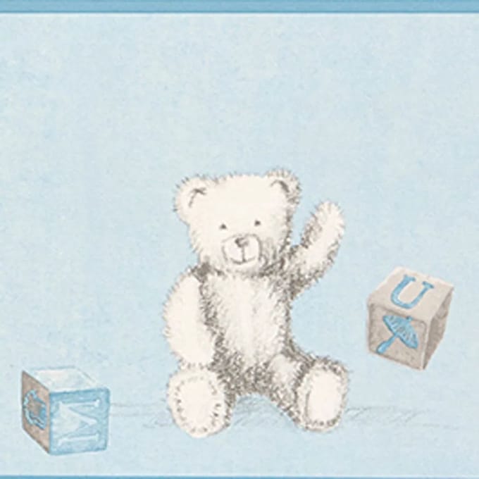 Casadeco Douce Nuit rand teddybeer grijs blauw