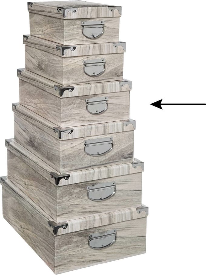 5Five Opbergdoos/box - Houtprint licht - L36 x B24.5 x H12.5 cm - Stevig karton - Treebox