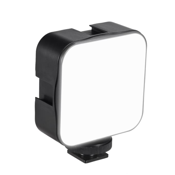 Mini LED-videolamp Fotografie-invullamp 6500K Dimbaar 5W met Cold Shoe Mount-adapter zwart