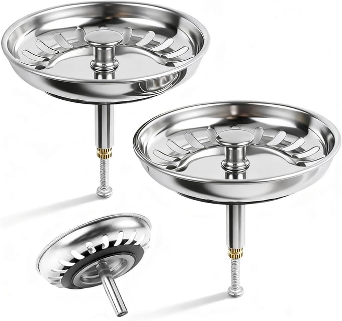 2 Stuks Keukenzeef RVS Doucheputzeef 79mm Universele Wastafelstop