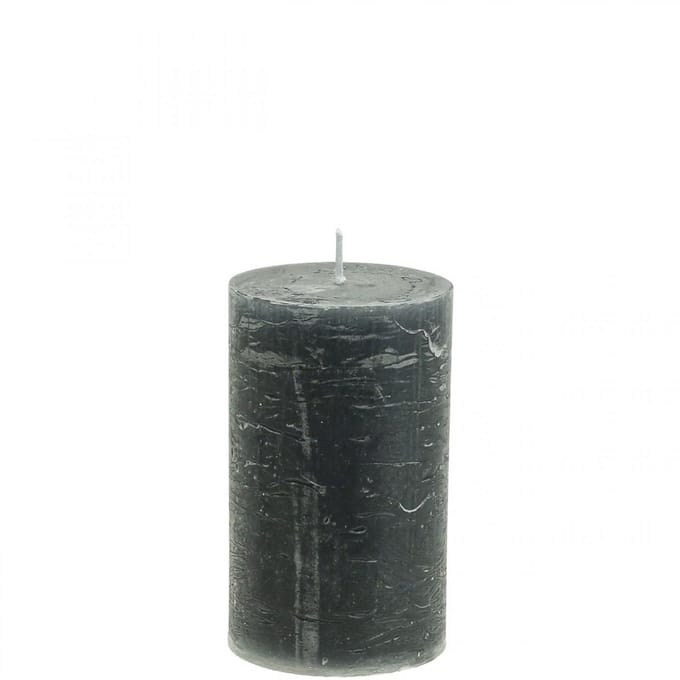 Effen kaarsen antraciet stompkaarsen 60×80mm 4st, 4 Stück
