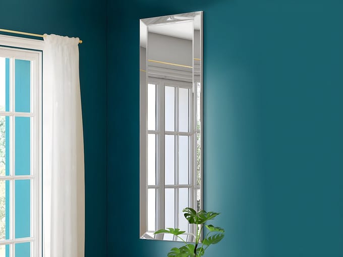Vente-unique Spiegel DARCY - Eucalyptushout - 50 x 170 cm - Kleur: zilver