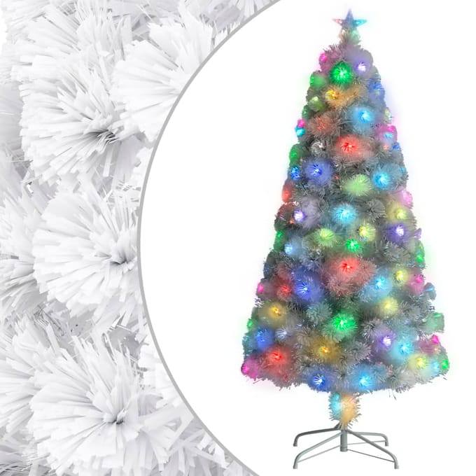 vidaXL - Kunstkerstboom - met - verlichting - 120 - cm - glasvezel - wit