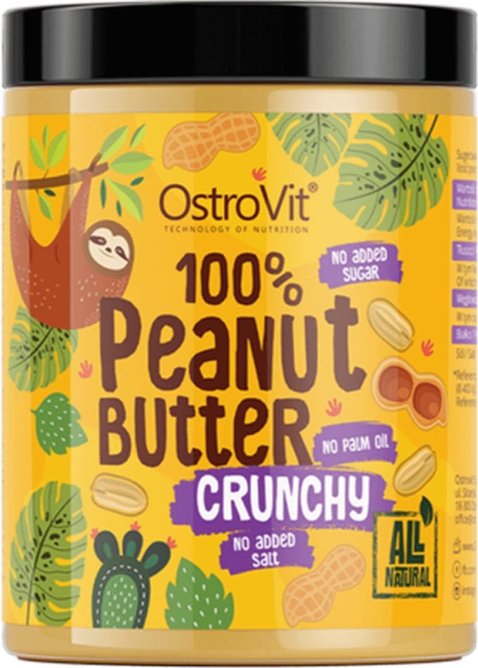 OstroVit 100% Peanut Butter (1000g) Crunchy - Functionele voeding - Notenboter