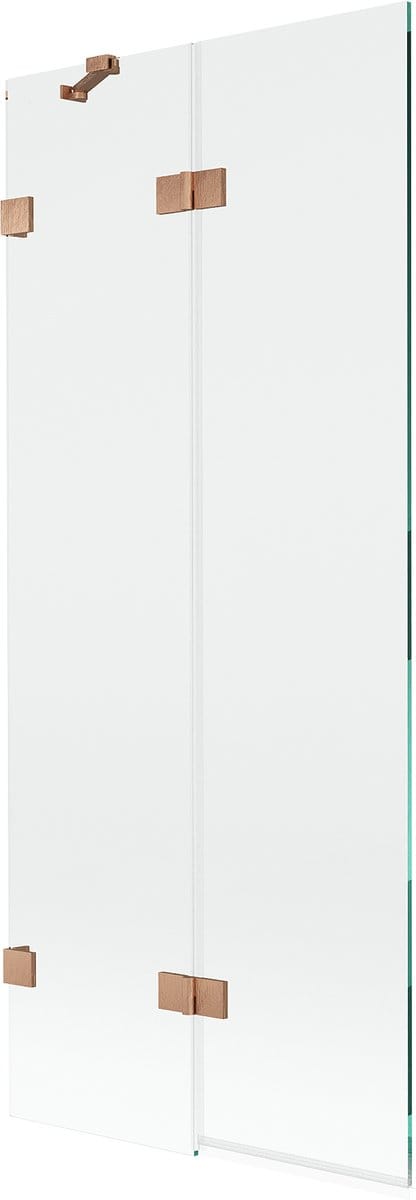Mexen Lunar badwand 2-vleugelig links 80 x 150 , transparant, geborsteld koper - 897-080-100-65-00-L