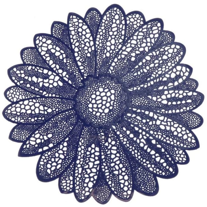Unique Living placemat flower 38cm Ø dark blue