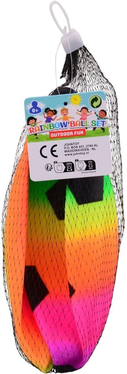 2 regenboog ballen in net maat 3 29661.