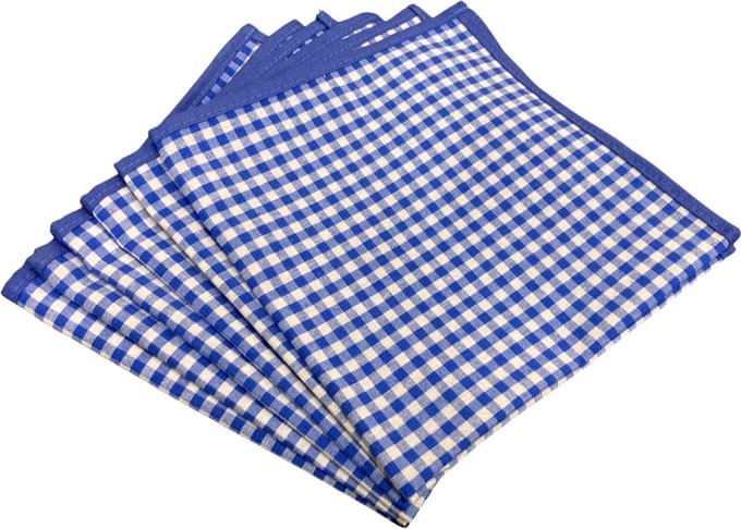 Servetten - Blauw-Wit Fijn Geruit - Brabants Bont – Set van 6 – 40x40 cm