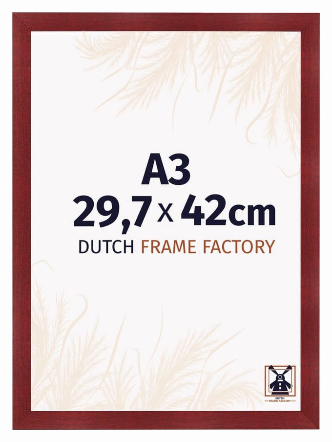 Fotolijst A3 29,7x42 cm - MDF - Wijnrood Geveegd - Praag