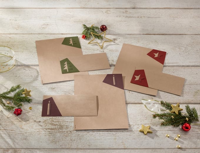 Kerst envelop Sigel set - kraftpapier druk binnenin