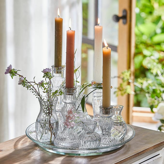 LOBERON Kaars set van 12 Bauceau roze/lichtgroen/crème