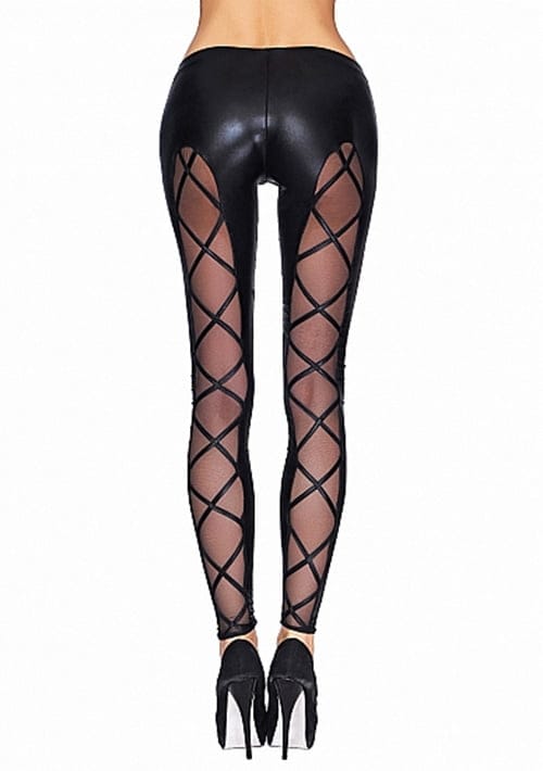 CAMIRI Wetlook and Mesh Leggings - Black