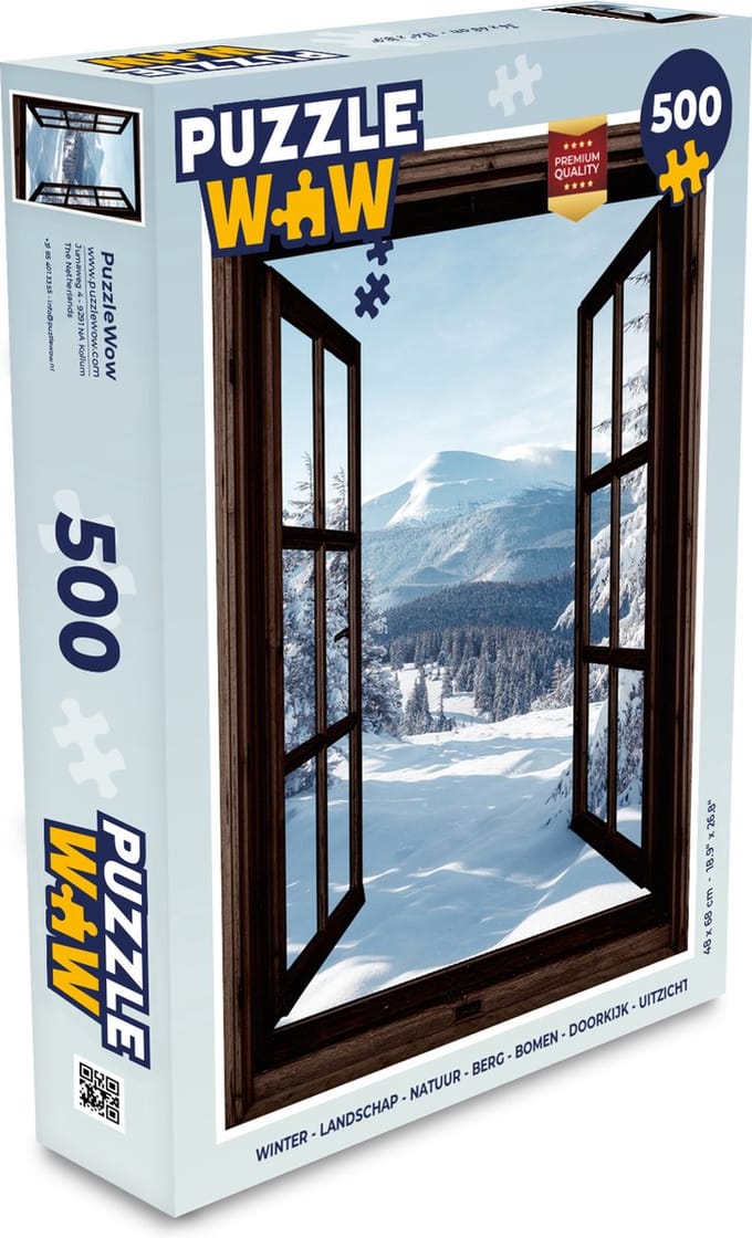 Puzzel Winter - Landschap - Natuur - Berg - Bomen - Doorkijk - Uitzicht - Legpuzzel - Puzzel 500 stukjes