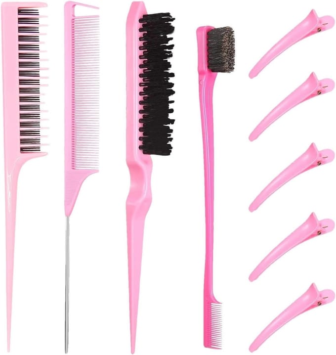 Kapperskammen set - Haarstyling tools - Haar volume geven - Comfortabele grip - 9 stuks - Zwart