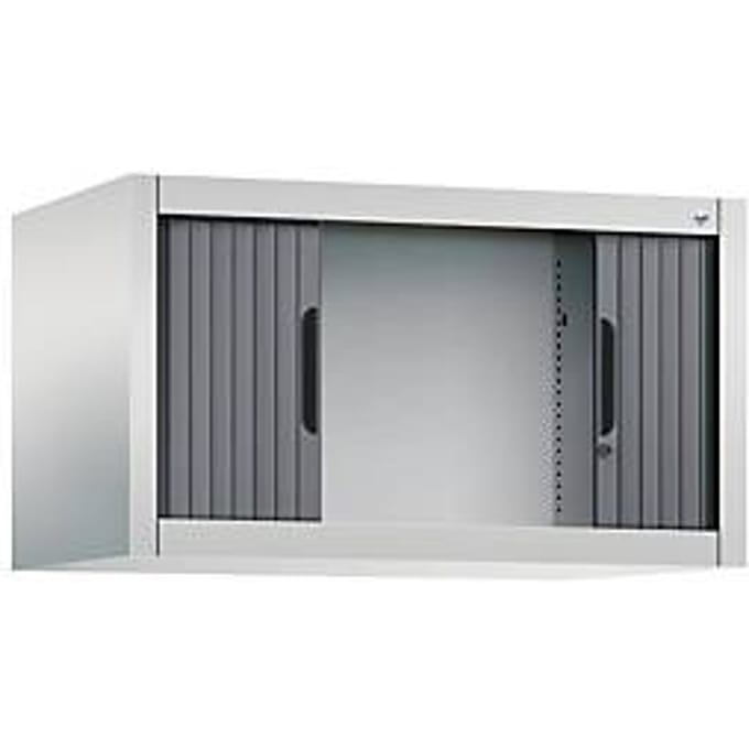 C + P Omnispace rolluikkast, afsluitbaar, B 800 x D 420 x H 450 mm, staal/kunststof, lichtgrijs/zwartgrijs