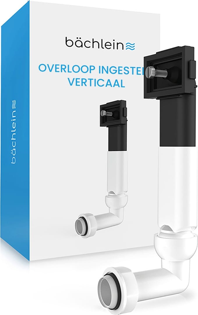 Bächlein Overloop voor de keukengootsteen met verticale aansluiting (Overloopset - Gootsteenafvoer), Complete set voor het aansluiten van de overloop met individuele hoogte.