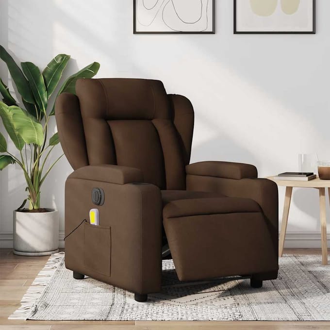 vidaXL - Massagestoel - elektrisch - verstelbaar - stof - bruin
