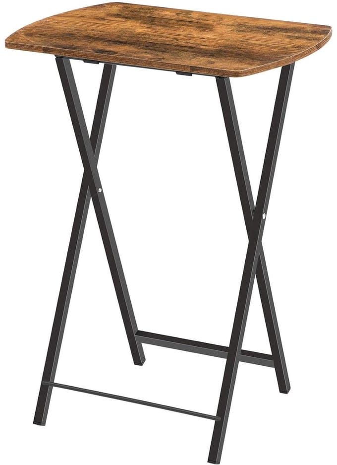 TRANKIELO® – Inklapbare Bijzettafel – Vintage Stijl – Multifunctioneel – Donkerbruin – Compact en Draagbaar