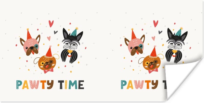 Poster Spreuken - Honden - Quotes - Pawty time - 80x40 cm