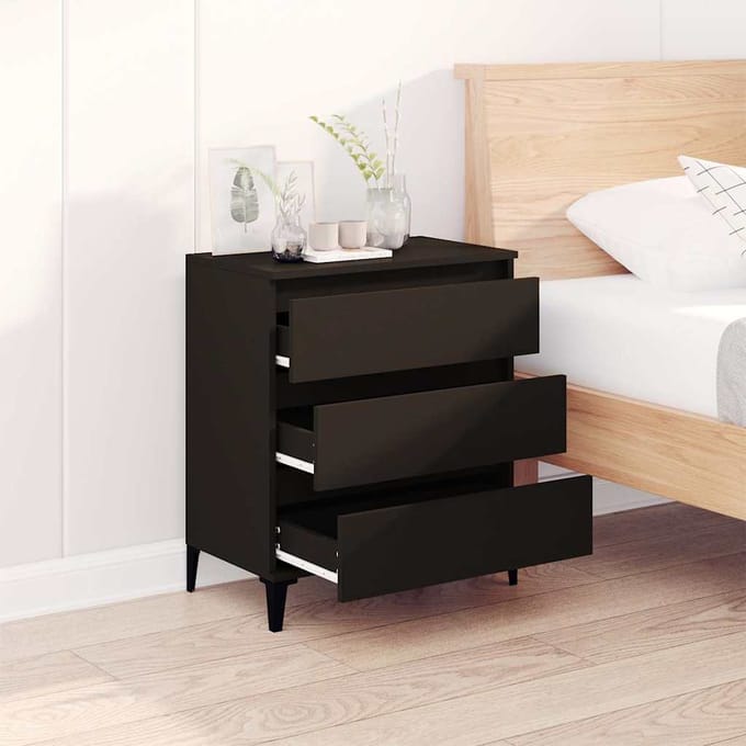 vidaXL - Dressoir - 60x35x70 - cm - bewerkt - hout - zwart