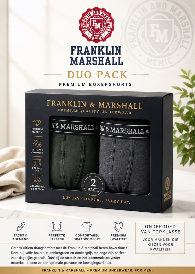 Franklin & Marshall Boxershorts- heren Boxershorts - Duo pack