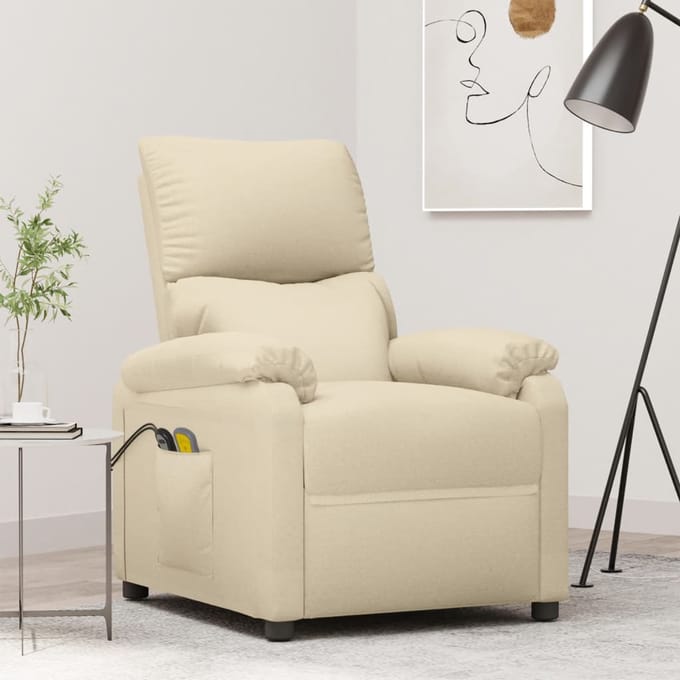 vidaXL - Massagestoel - elektrisch - stof - crèmekleurig