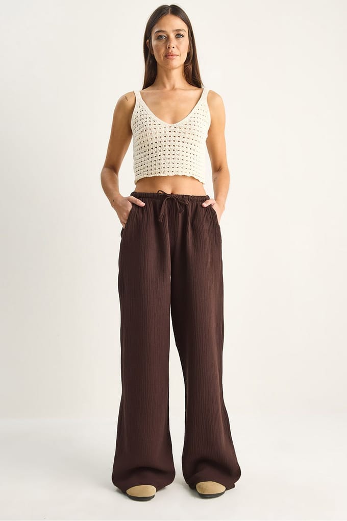 Wijdgesneden Katoenen Crepe Broek