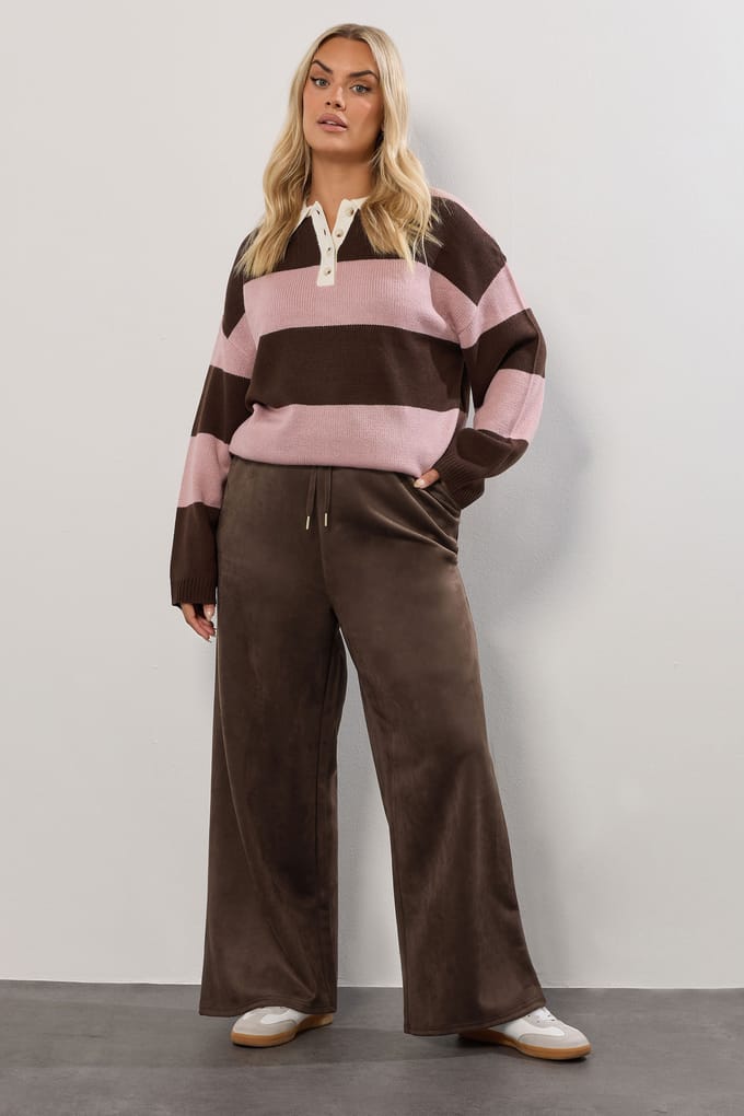 Yours Chocoladebruine Imitatiesuède Wijde Broek Size 42