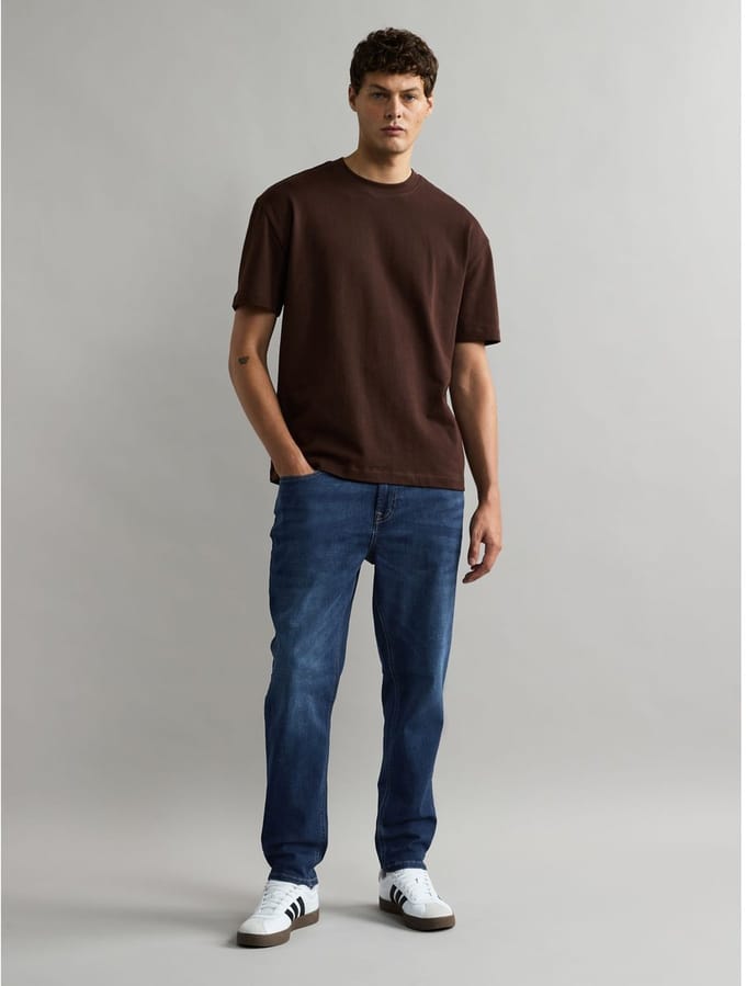 Next - Heren - Klassieke stretchjeans met normale, taps toelopende pasvorm - Blauw